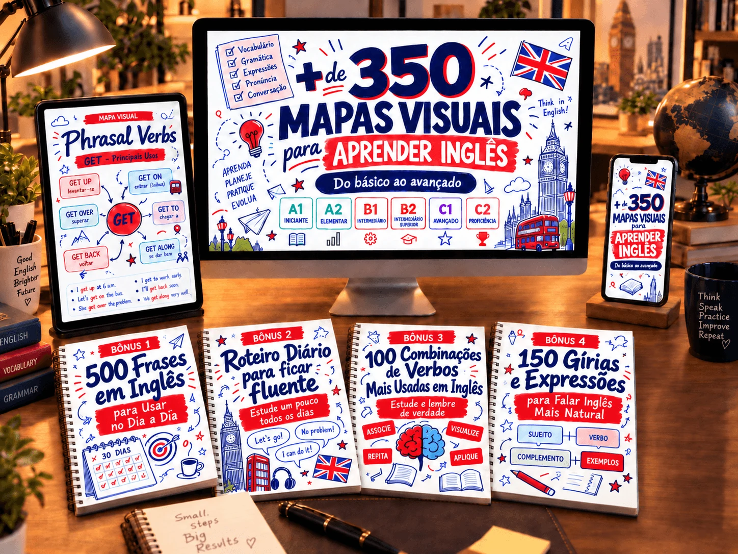 Kit de mais de 350 mapas visuais para aprender inglês